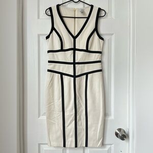 Cache White Black Stripes Stretchy Dress Size 8